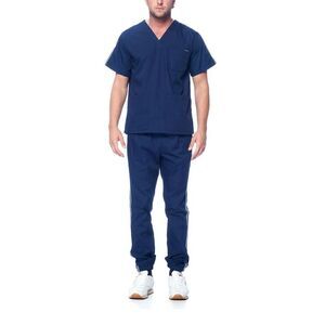 NWT Dagacci Medical Uniform Unisex Men Women VNeck Navy Scrubs Top - Sz L T-1000